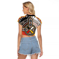 Four Directions Native American Raglan Cropped T Shirt - Wonder Print Shop