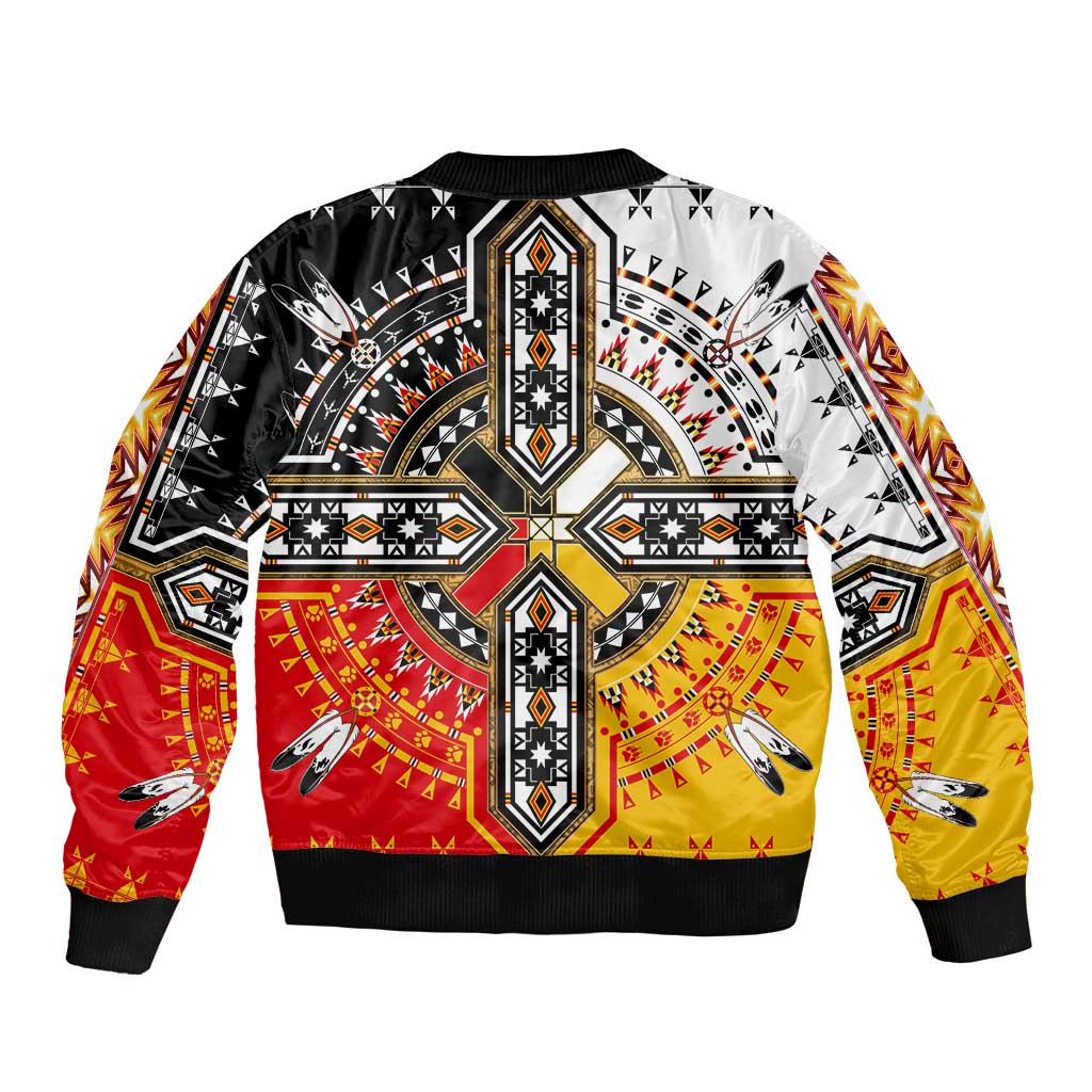 Four Directions Native American Sleeve Zip Bomber Jacket - Wonder Print Shop