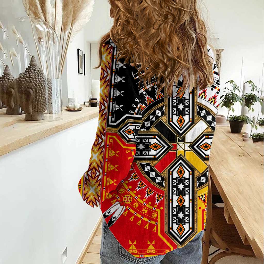 Four Directions Native American Women Casual Shirt - Wonder Print Shop