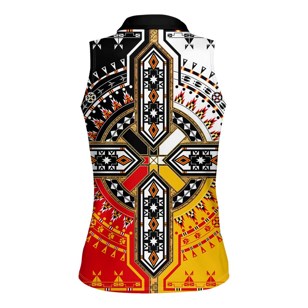 Four Directions Native American Women Sleeveless Polo Shirt - Wonder Print Shop
