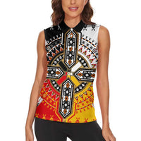 Four Directions Native American Women Sleeveless Polo Shirt - Wonder Print Shop
