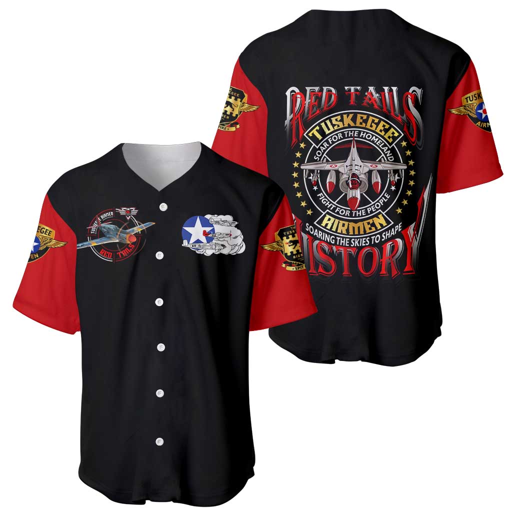 Red Tails Tuskegee Airmen Baseball Jersey Soaring to Shape History - Fighter Plane Patriotic Tribute - Wonder Print Shop