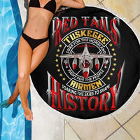 Red Tails Tuskegee Airmen Beach Blanket Soaring to Shape History - Fighter Plane Patriotic Tribute - Wonder Print Shop