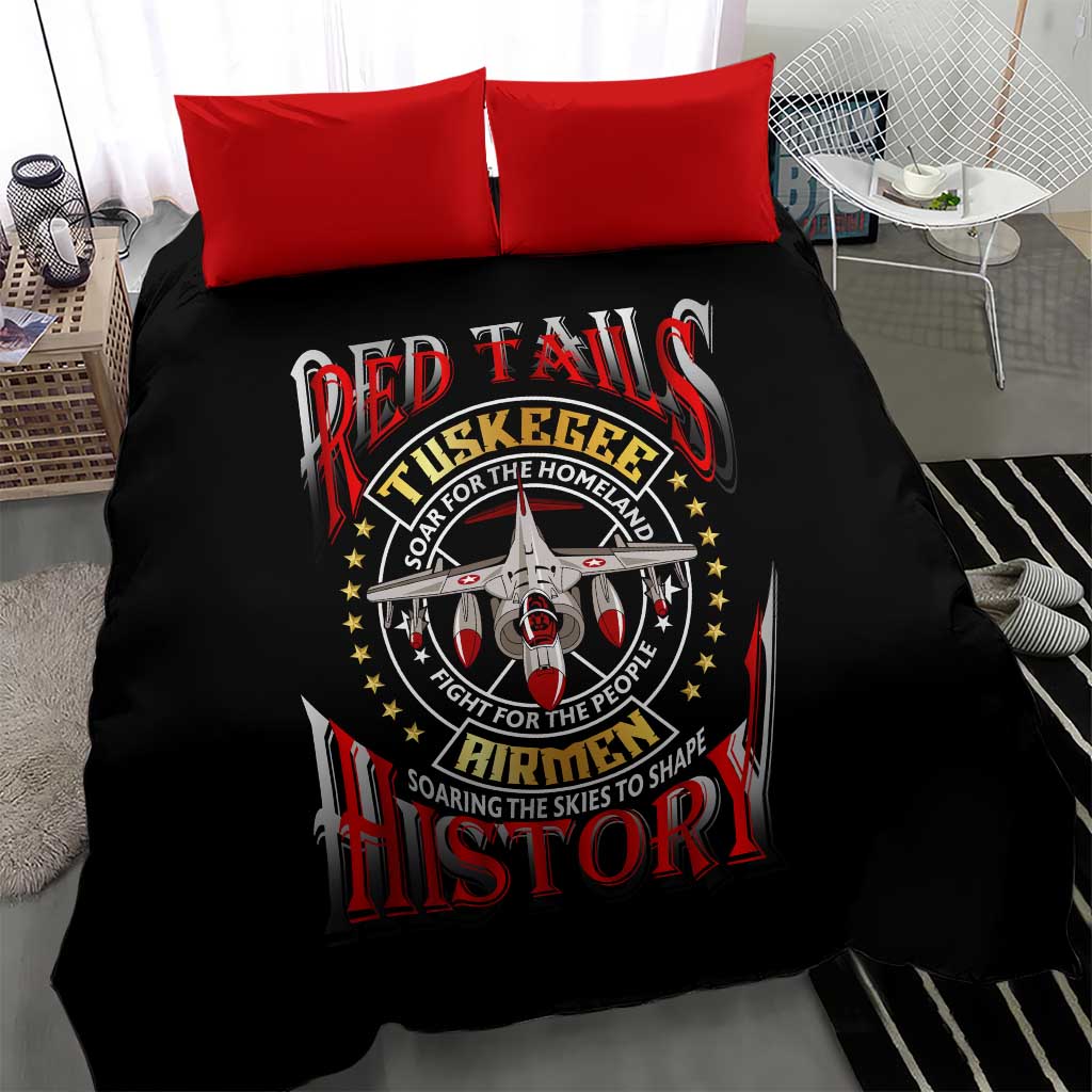 Red Tails Tuskegee Airmen Bedding Set Soaring to Shape History - Fighter Plane Patriotic Tribute - Wonder Print Shop