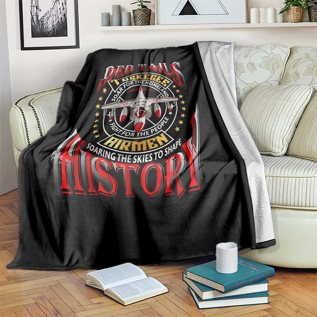 Red Tails Tuskegee Airmen Blanket Soaring to Shape History - Fighter Plane Patriotic Tribute - Wonder Print Shop