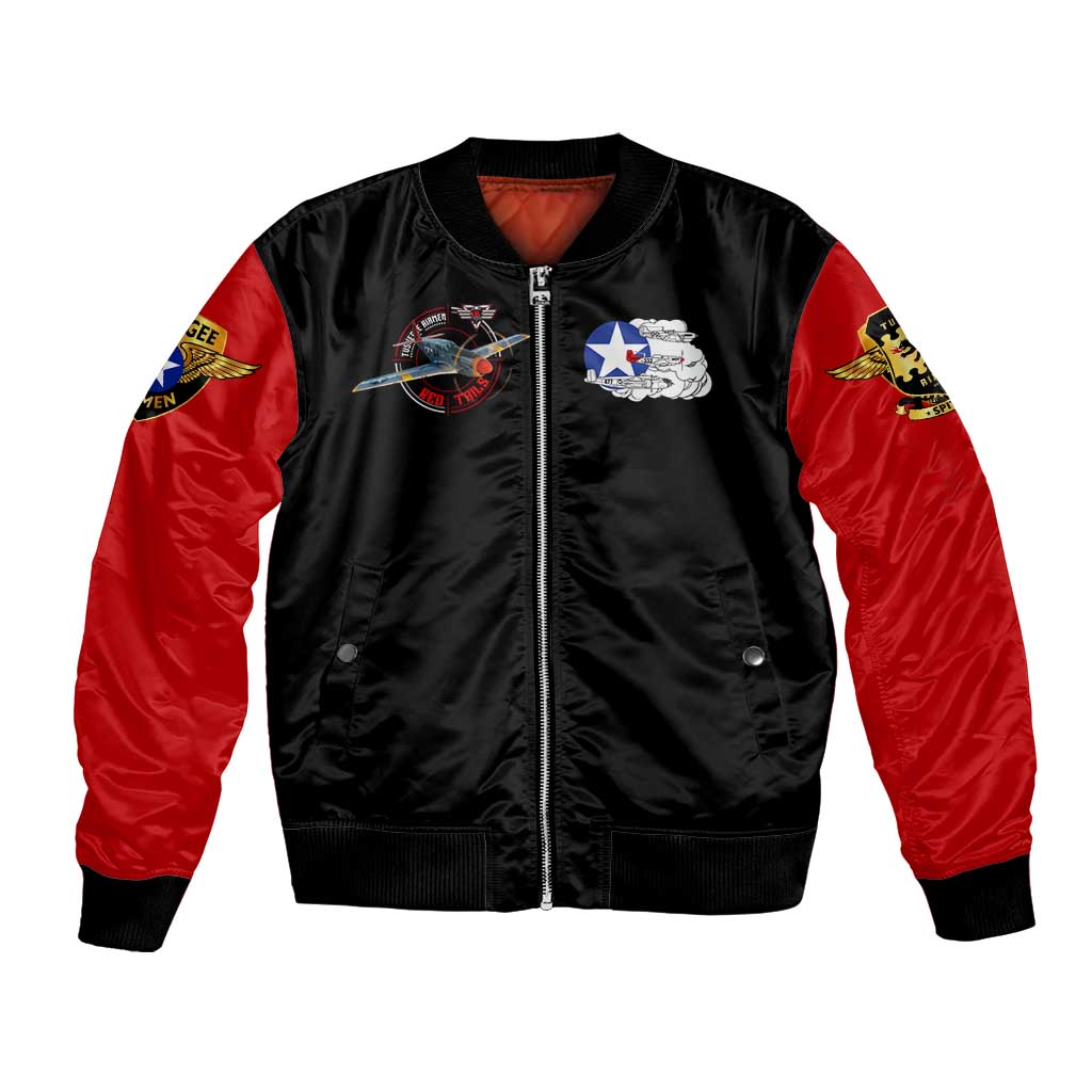 Red Tails Tuskegee Airmen Bomber Jacket Soaring to Shape History - Fighter Plane Patriotic Tribute - Wonder Print Shop