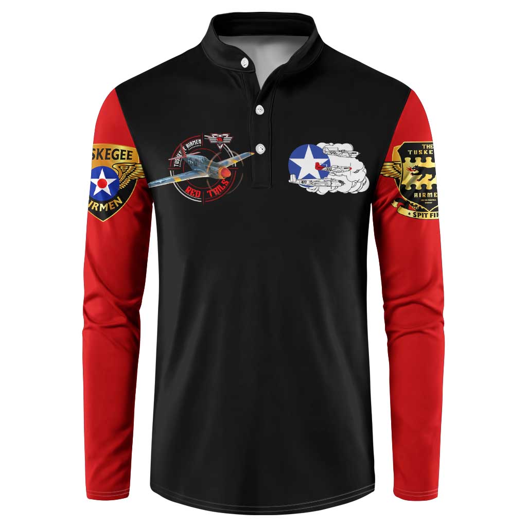 Red Tails Tuskegee Airmen Button Sweatshirt Soaring to Shape History - Fighter Plane Patriotic Tribute - Wonder Print Shop
