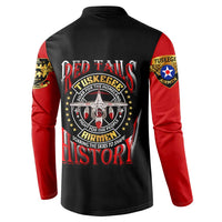 Red Tails Tuskegee Airmen Button Sweatshirt Soaring to Shape History - Fighter Plane Patriotic Tribute - Wonder Print Shop