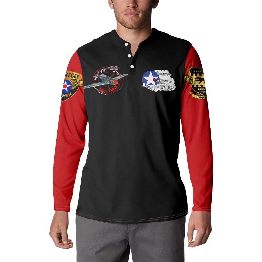 Red Tails Tuskegee Airmen Button Sweatshirt Soaring to Shape History - Fighter Plane Patriotic Tribute - Wonder Print Shop