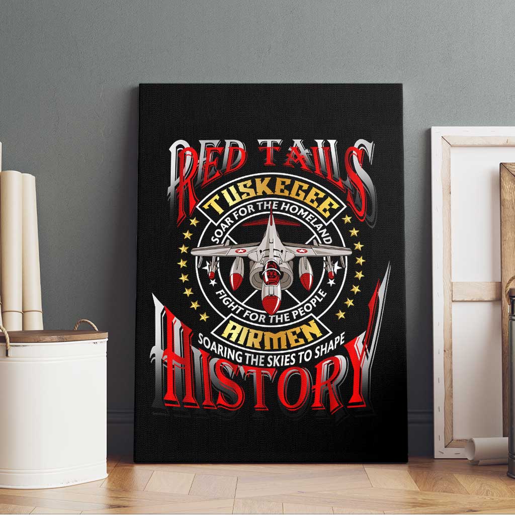 Red Tails Tuskegee Airmen Canvas Wall Art Soaring to Shape History - Fighter Plane Patriotic Tribute - Wonder Print Shop