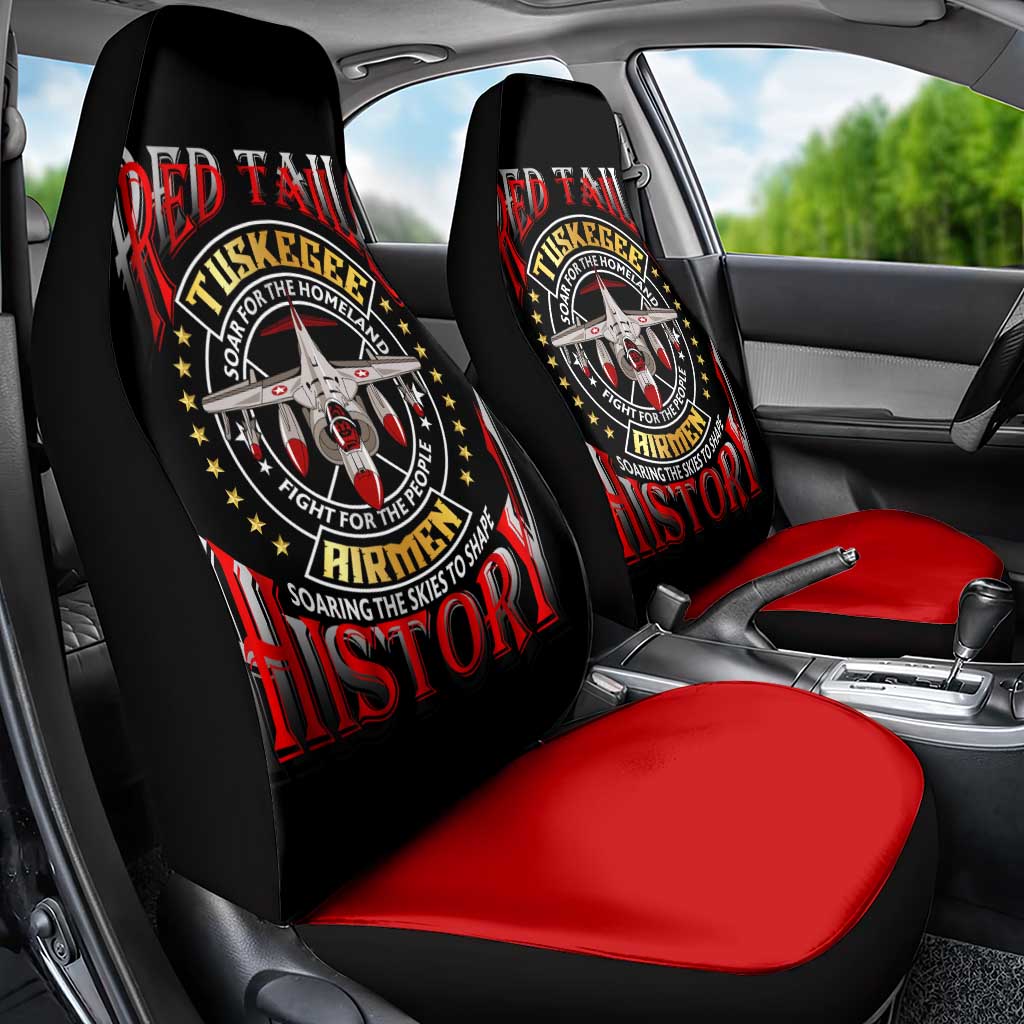Red Tails Tuskegee Airmen Car Seat Cover Soaring to Shape History - Fighter Plane Patriotic Tribute - Wonder Print Shop