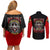 Red Tails Tuskegee Airmen Couples Matching Off Shoulder Short Dress and Long Sleeve Button Shirt Soaring to Shape History - Fighter Plane Patriotic Tribute - Wonder Print Shop