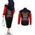 Red Tails Tuskegee Airmen Couples Matching Off The Shoulder Long Sleeve Dress and Long Sleeve Button Shirt Soaring to Shape History - Fighter Plane Patriotic Tribute - Wonder Print Shop
