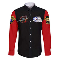 Red Tails Tuskegee Airmen Family Matching Long Sleeve Bodycon Dress and Hawaiian Shirt Soaring to Shape History - Fighter Plane Patriotic Tribute - Wonder Print Shop