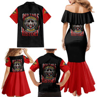 Red Tails Tuskegee Airmen Family Matching Mermaid Dress and Hawaiian Shirt Soaring to Shape History - Fighter Plane Patriotic Tribute - Wonder Print Shop