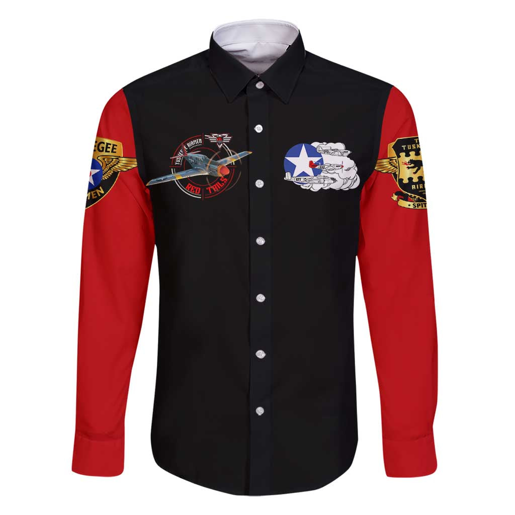 Red Tails Tuskegee Airmen Family Matching Mermaid Dress and Hawaiian Shirt Soaring to Shape History - Fighter Plane Patriotic Tribute - Wonder Print Shop