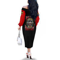 Red Tails Tuskegee Airmen Family Matching Off The Shoulder Long Sleeve Dress and Hawaiian Shirt Soaring to Shape History - Fighter Plane Patriotic Tribute - Wonder Print Shop