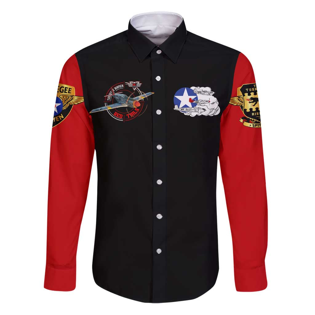 Red Tails Tuskegee Airmen Family Matching Puletasi and Hawaiian Shirt Soaring to Shape History - Fighter Plane Patriotic Tribute - Wonder Print Shop