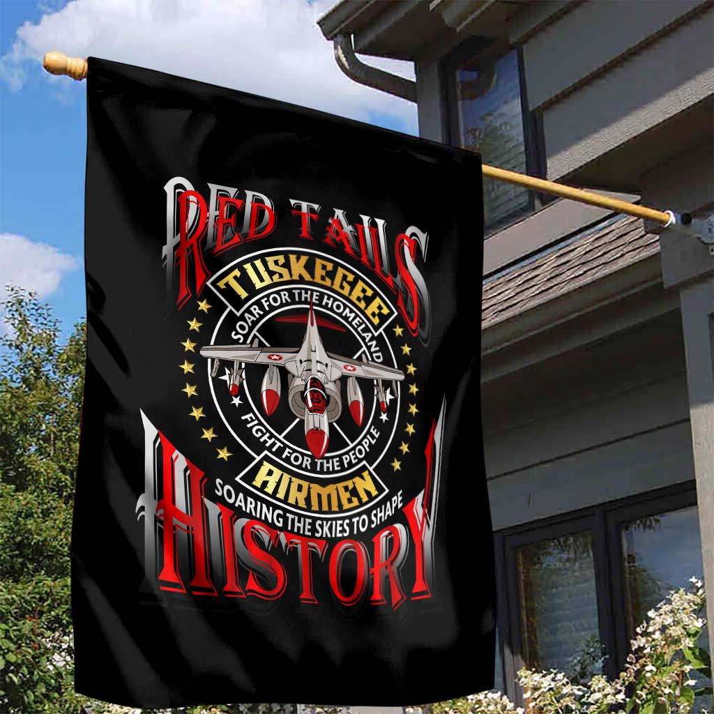 Red Tails Tuskegee Airmen Garden Flag Soaring to Shape History - Fighter Plane Patriotic Tribute - Wonder Print Shop