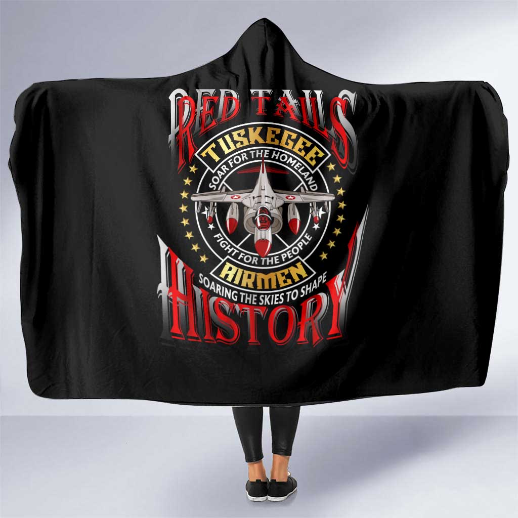 Red Tails Tuskegee Airmen Hooded Blanket Soaring to Shape History - Fighter Plane Patriotic Tribute - Wonder Print Shop