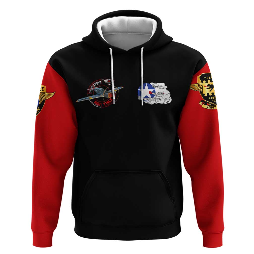 Red Tails Tuskegee Airmen Hoodie Soaring to Shape History - Fighter Plane Patriotic Tribute - Wonder Print Shop