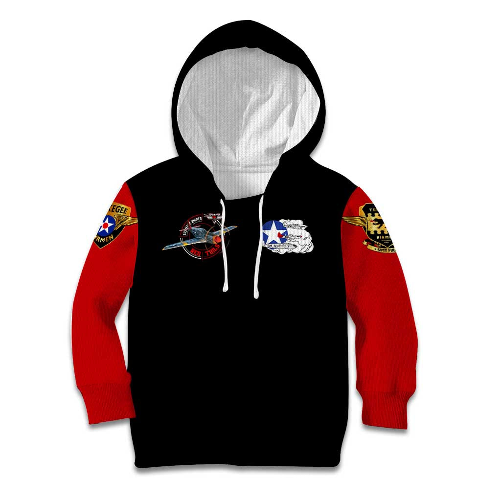 Red Tails Tuskegee Airmen Kid Hoodie Soaring to Shape History - Fighter Plane Patriotic Tribute - Wonder Print Shop