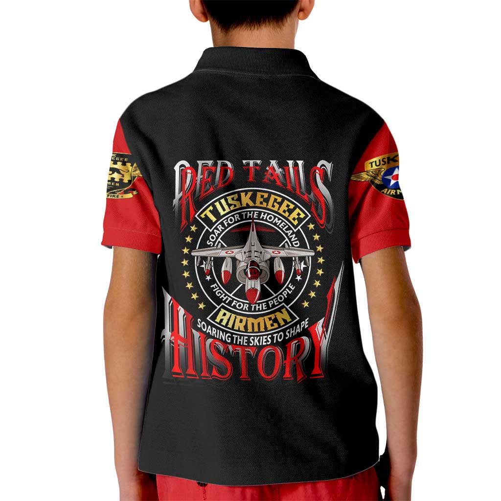 Red Tails Tuskegee Airmen Kid Polo Shirt Soaring to Shape History - Fighter Plane Patriotic Tribute - Wonder Print Shop