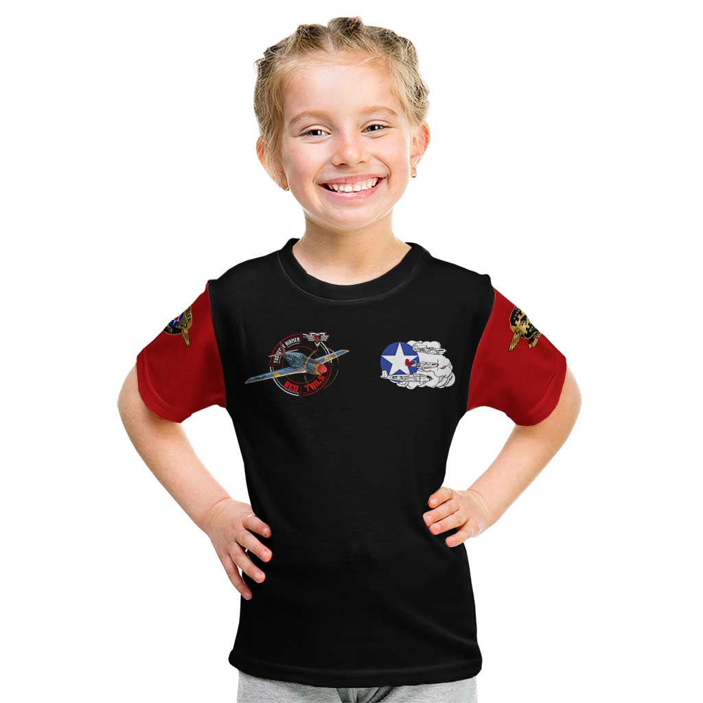Red Tails Tuskegee Airmen Kid T Shirt Soaring to Shape History - Fighter Plane Patriotic Tribute - Wonder Print Shop