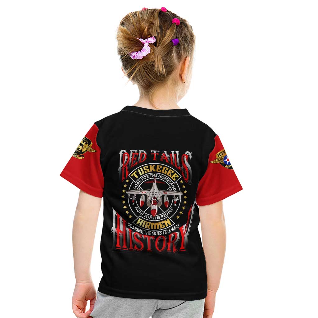 Red Tails Tuskegee Airmen Kid T Shirt Soaring to Shape History - Fighter Plane Patriotic Tribute - Wonder Print Shop