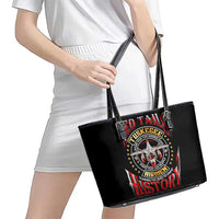 Red Tails Tuskegee Airmen Leather Tote Bag Soaring to Shape History - Fighter Plane Patriotic Tribute - Wonder Print Shop
