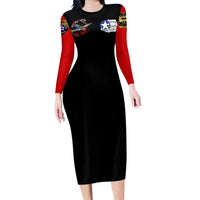 Red Tails Tuskegee Airmen Long Sleeve Bodycon Dress Soaring to Shape History - Fighter Plane Patriotic Tribute - Wonder Print Shop