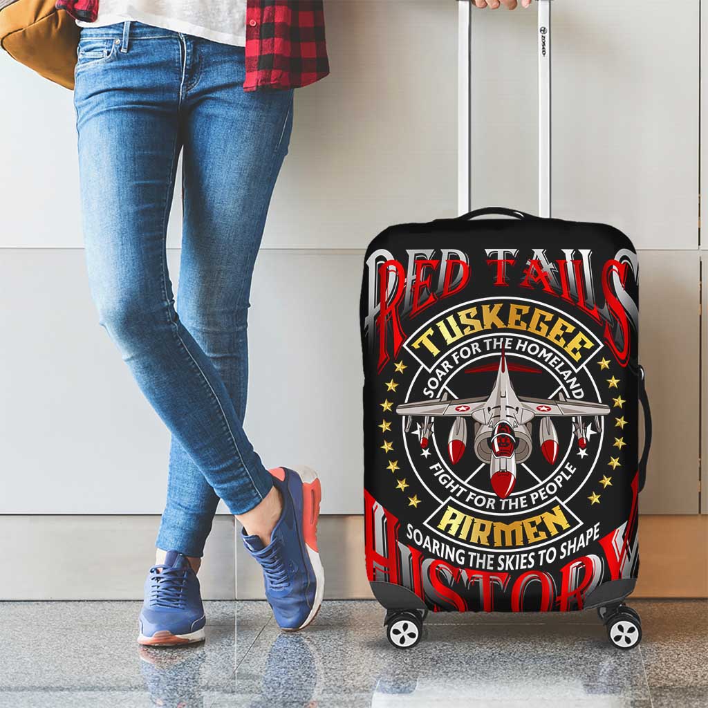 Red Tails Tuskegee Airmen Luggage Cover Soaring to Shape History - Fighter Plane Patriotic Tribute - Wonder Print Shop