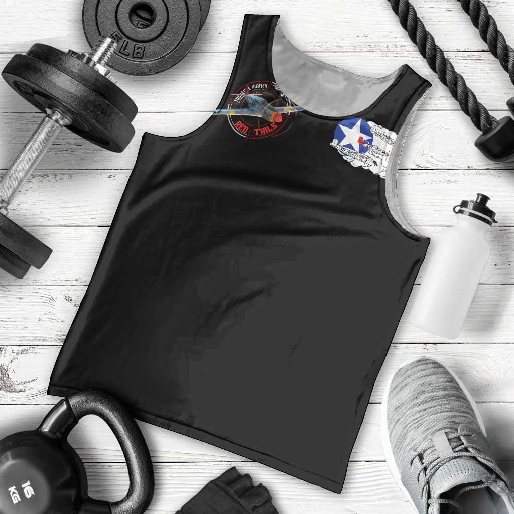 Red Tails Tuskegee Airmen Men Tank Top Soaring to Shape History - Fighter Plane Patriotic Tribute - Wonder Print Shop