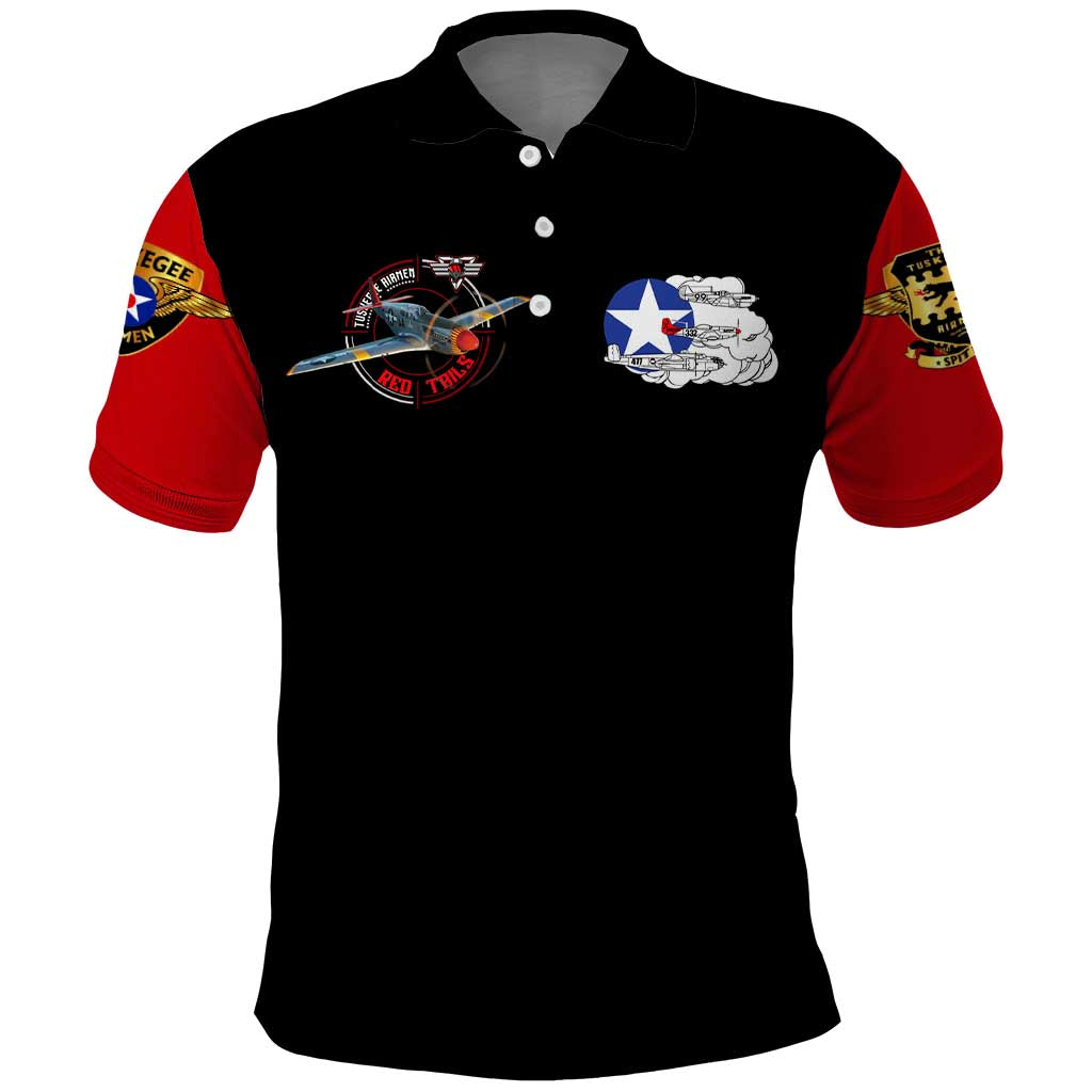 Red Tails Tuskegee Airmen Polo Shirt Soaring to Shape History - Fighter Plane Patriotic Tribute - Wonder Print Shop