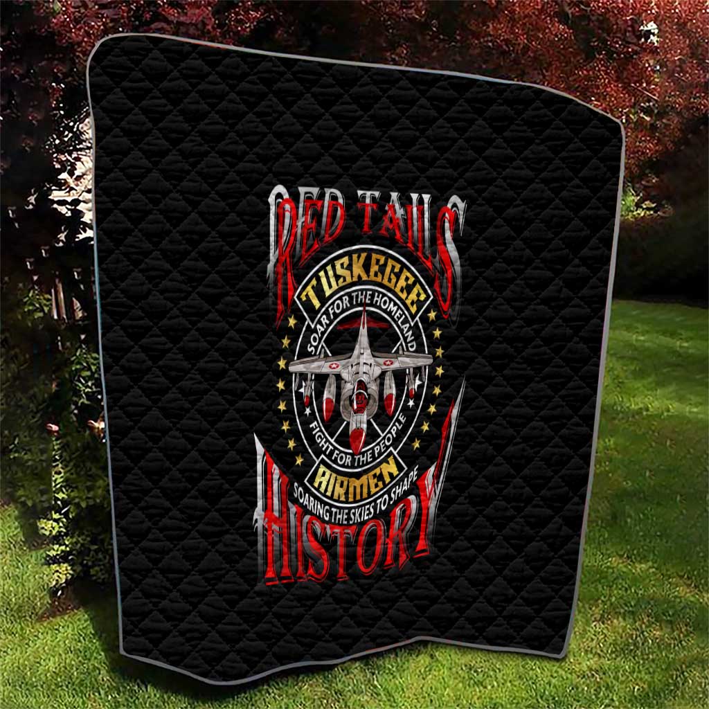 Red Tails Tuskegee Airmen Quilt Soaring to Shape History - Fighter Plane Patriotic Tribute - Wonder Print Shop