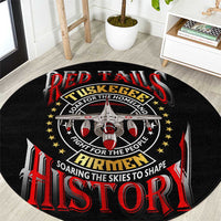 Red Tails Tuskegee Airmen Round Carpet Soaring to Shape History - Fighter Plane Patriotic Tribute - Wonder Print Shop