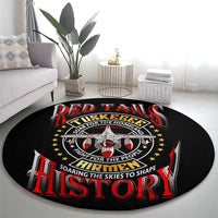 Red Tails Tuskegee Airmen Round Carpet Soaring to Shape History - Fighter Plane Patriotic Tribute - Wonder Print Shop