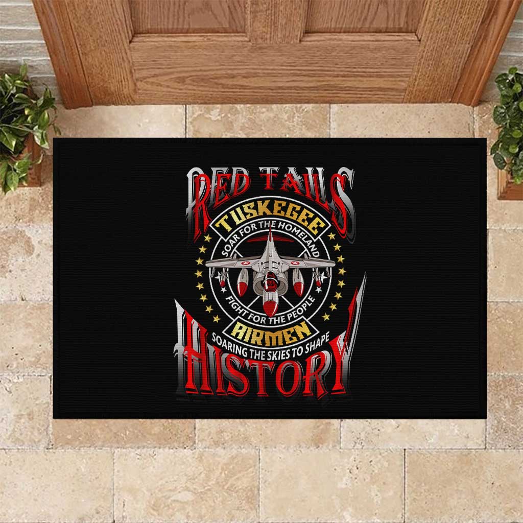 Red Tails Tuskegee Airmen Rubber Doormat Soaring to Shape History - Fighter Plane Patriotic Tribute - Wonder Print Shop