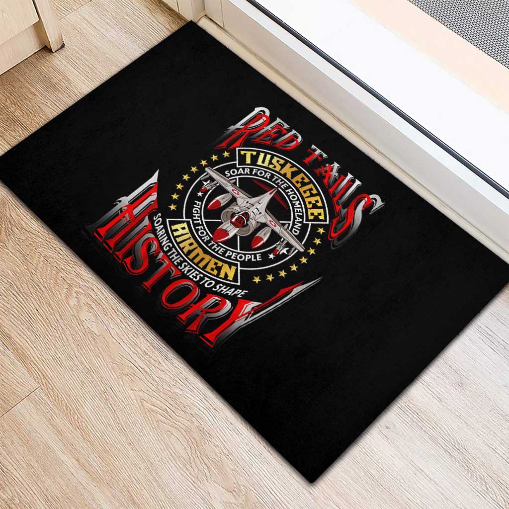 Red Tails Tuskegee Airmen Rubber Doormat Soaring to Shape History - Fighter Plane Patriotic Tribute - Wonder Print Shop