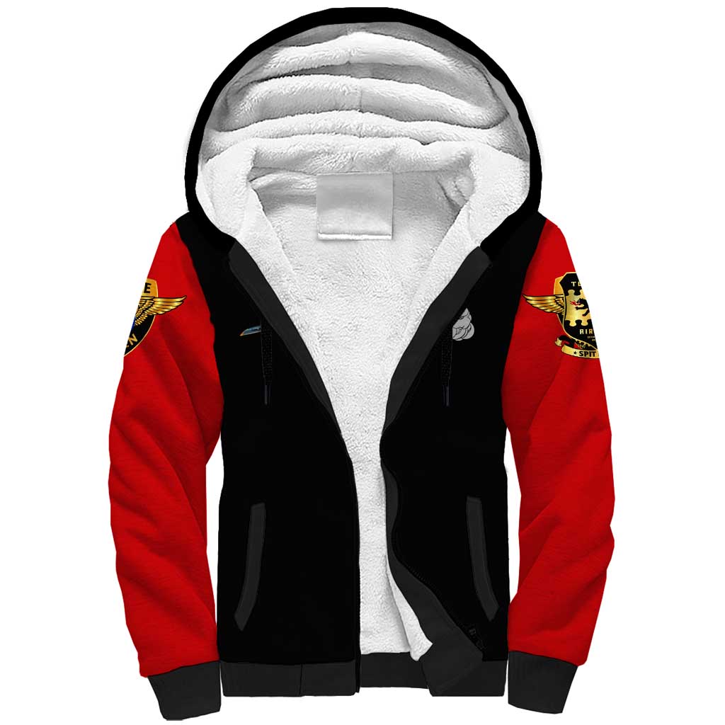 Red Tails Tuskegee Airmen Sherpa Hoodie Soaring to Shape History - Fighter Plane Patriotic Tribute - Wonder Print Shop