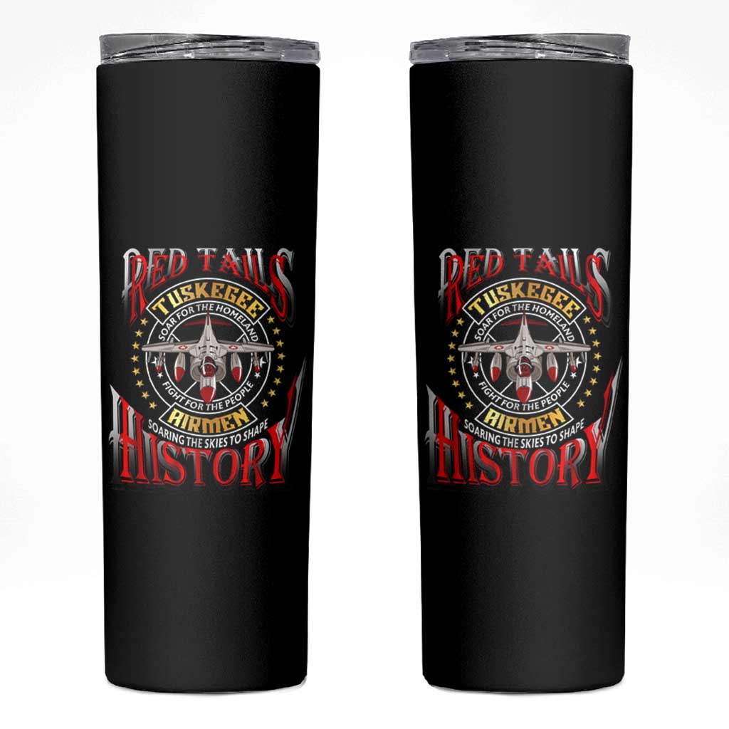 Red Tails Tuskegee Airmen Skinny Tumbler Soaring to Shape History - Fighter Plane Patriotic Tribute - Wonder Print Shop