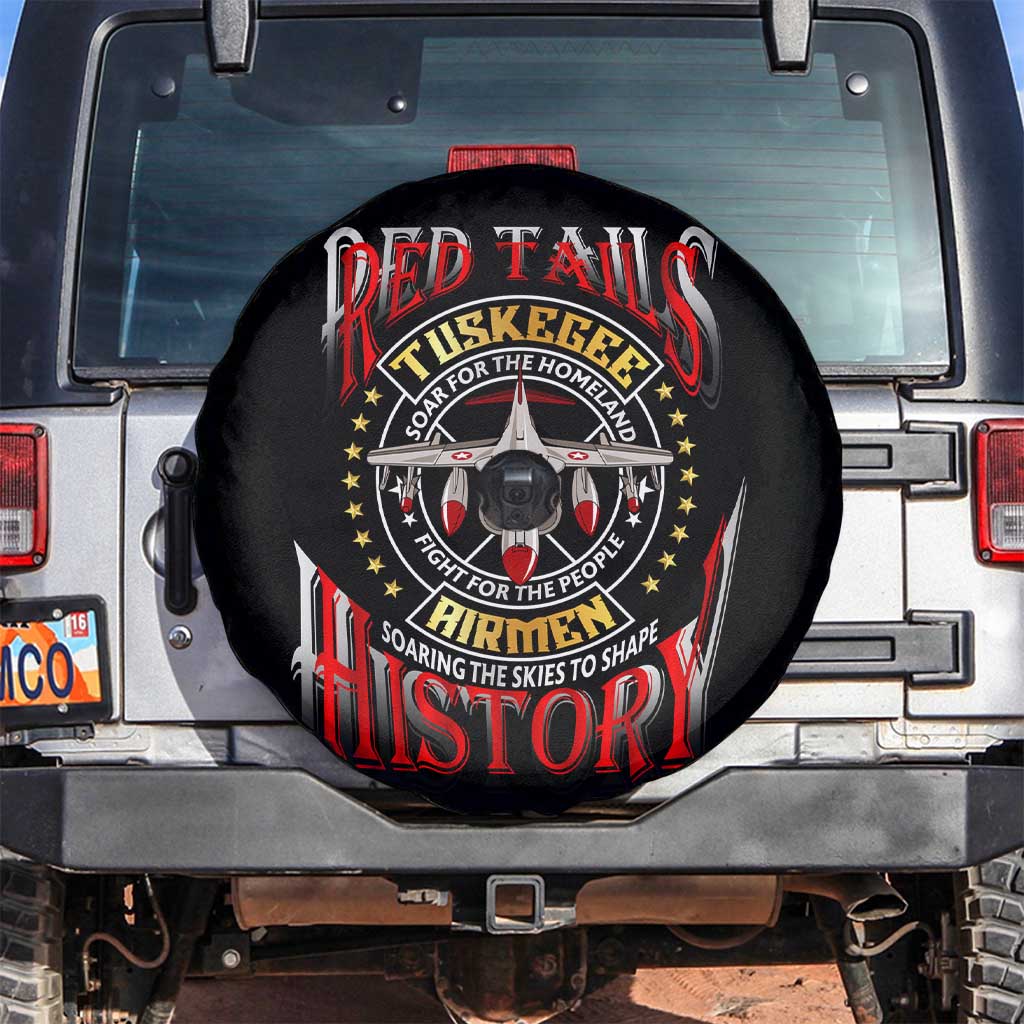 Red Tails Tuskegee Airmen Spare Tire Cover Soaring to Shape History - Fighter Plane Patriotic Tribute - Wonder Print Shop
