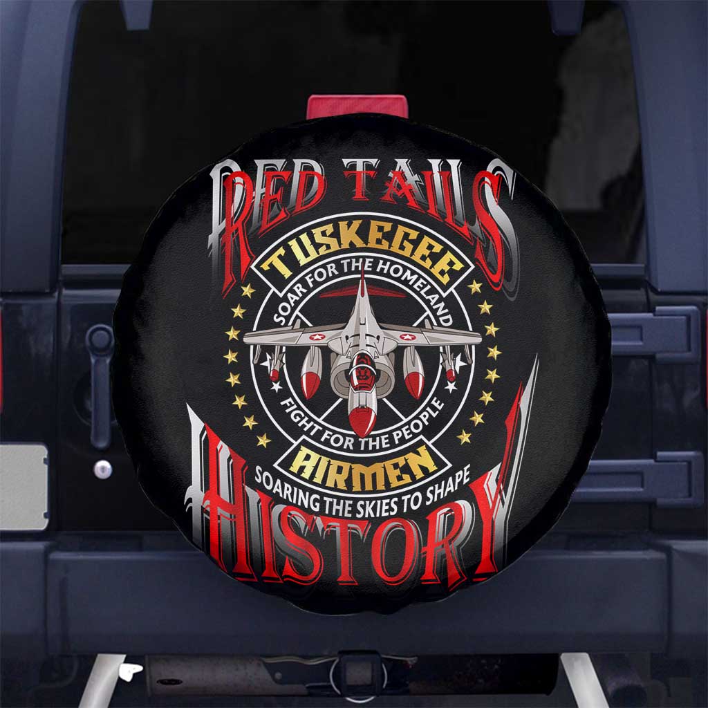 Red Tails Tuskegee Airmen Spare Tire Cover Soaring to Shape History - Fighter Plane Patriotic Tribute - Wonder Print Shop