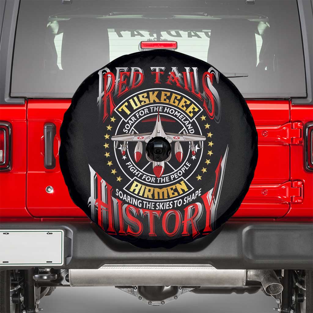 Red Tails Tuskegee Airmen Spare Tire Cover Soaring to Shape History - Fighter Plane Patriotic Tribute - Wonder Print Shop