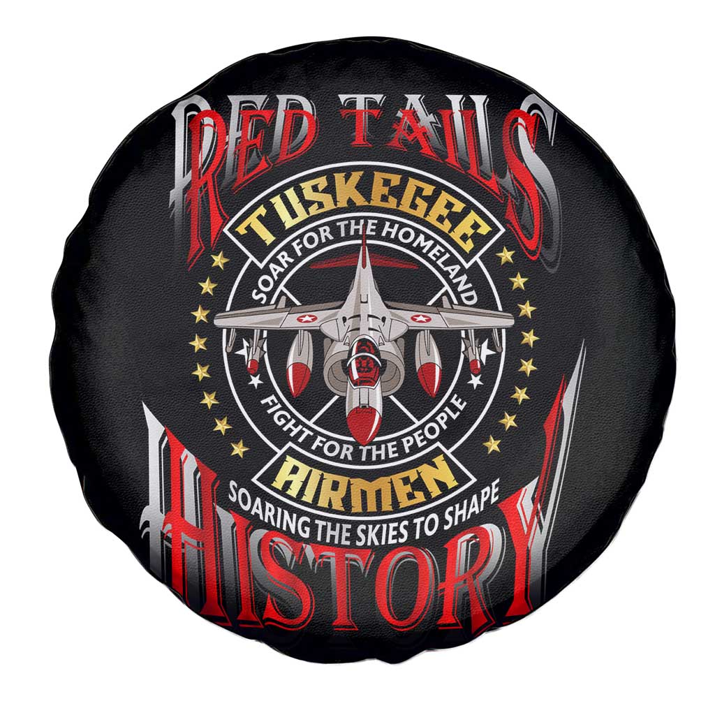 Red Tails Tuskegee Airmen Spare Tire Cover Soaring to Shape History - Fighter Plane Patriotic Tribute - Wonder Print Shop