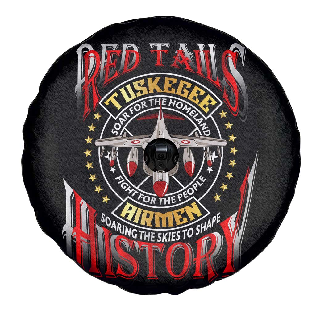 Red Tails Tuskegee Airmen Spare Tire Cover Soaring to Shape History - Fighter Plane Patriotic Tribute - Wonder Print Shop