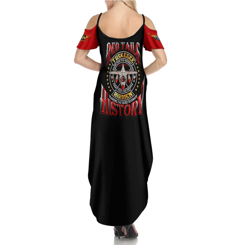 Red Tails Tuskegee Airmen Summer Maxi Dress Soaring to Shape History - Fighter Plane Patriotic Tribute - Wonder Print Shop