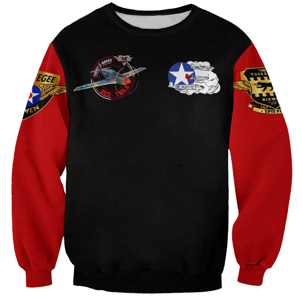 Red Tails Tuskegee Airmen Sweatshirt Soaring to Shape History - Fighter Plane Patriotic Tribute - Wonder Print Shop