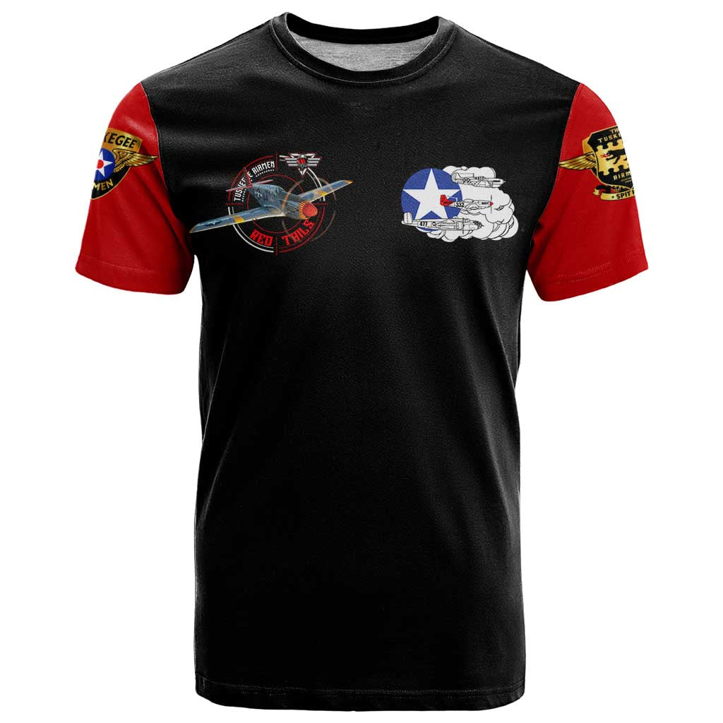 Red Tails Tuskegee Airmen T Shirt Soaring to Shape History - Fighter Plane Patriotic Tribute - Wonder Print Shop