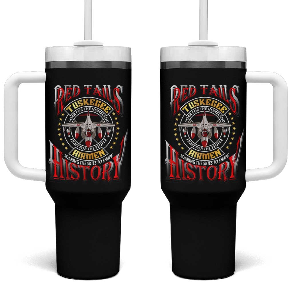 Red Tails Tuskegee Airmen Tumbler With Handle Soaring to Shape History - Fighter Plane Patriotic Tribute - Wonder Print Shop